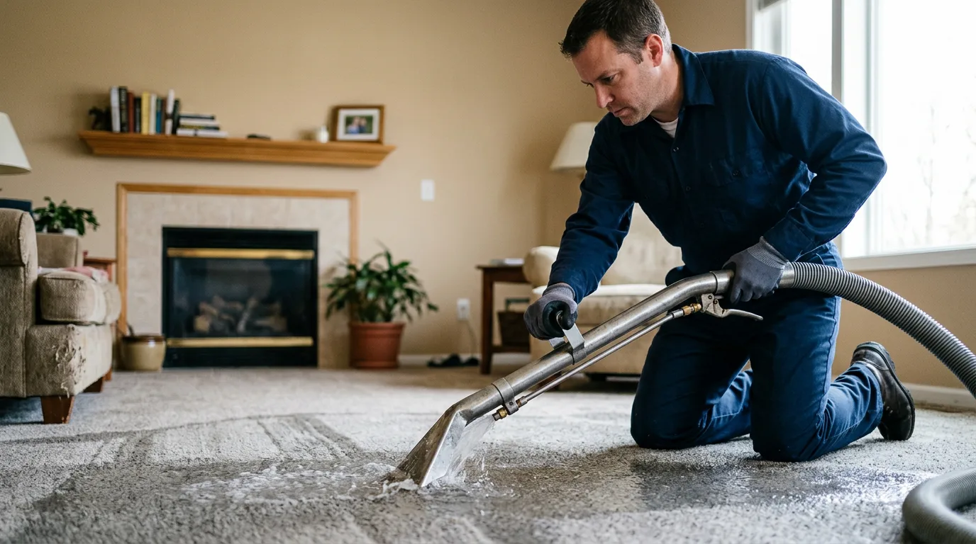 Water damage restoration technician working near Traver, CA